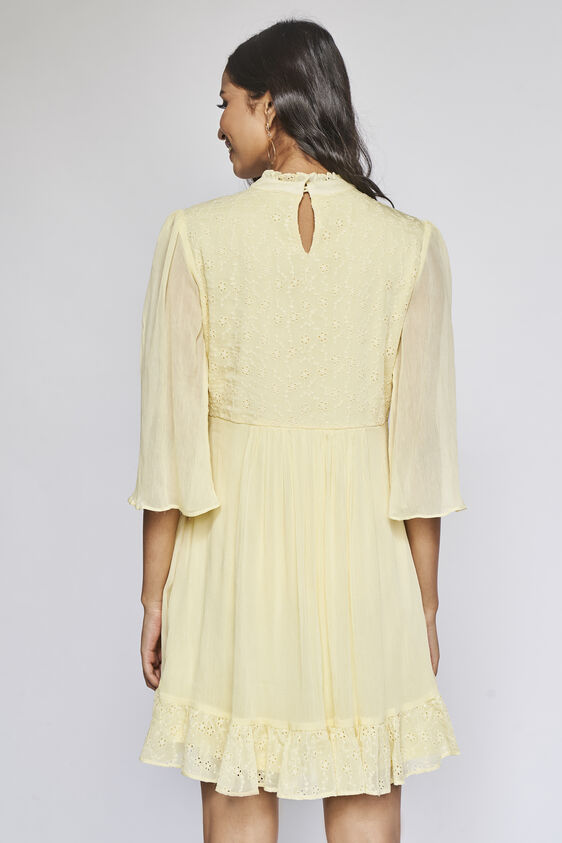 Yellow Solid Straight Dress, Yellow, image 6